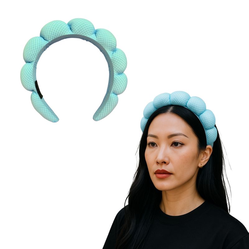 GENERICO - Diadema Balaca Puffy Nube Azul Claro Para Maquillaje Skincare