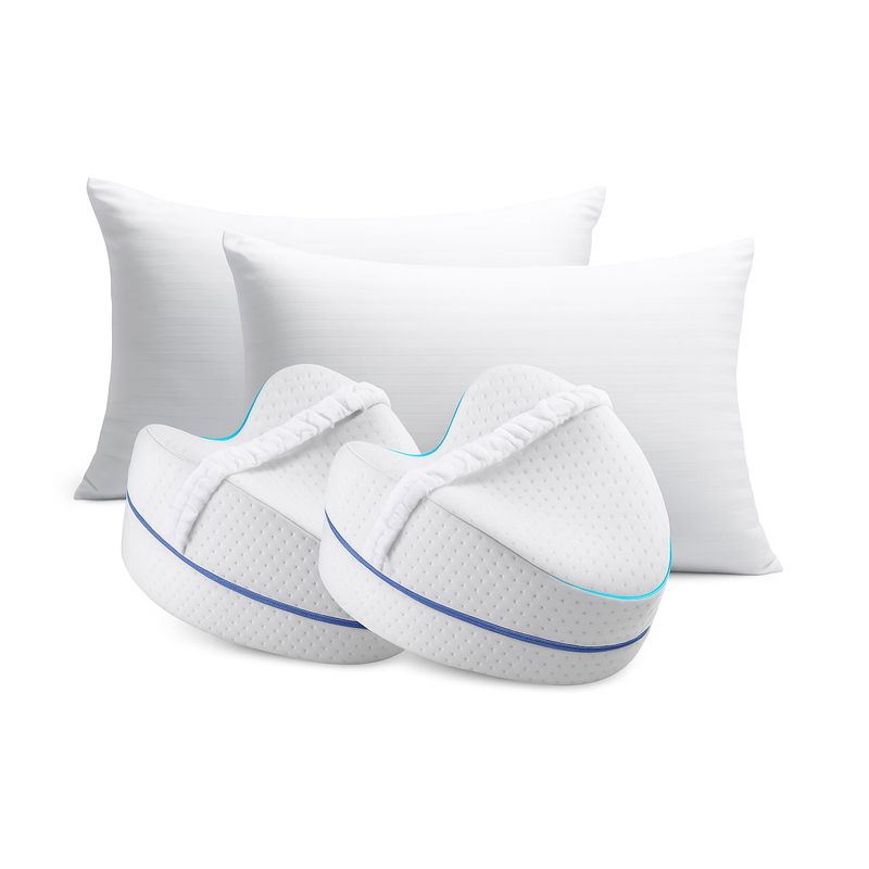 GENERICO - Combo: 2 Almohadas Siliconadas + 2 Almohadas Ortopédicas para Piernas