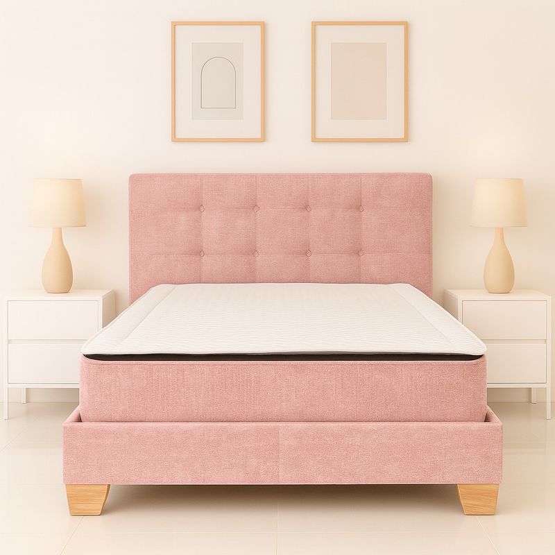 ESTILO Y CONFORT - Basecama + Colchón Resortado + Cabecero Deco 160x190 Palo de Rosa