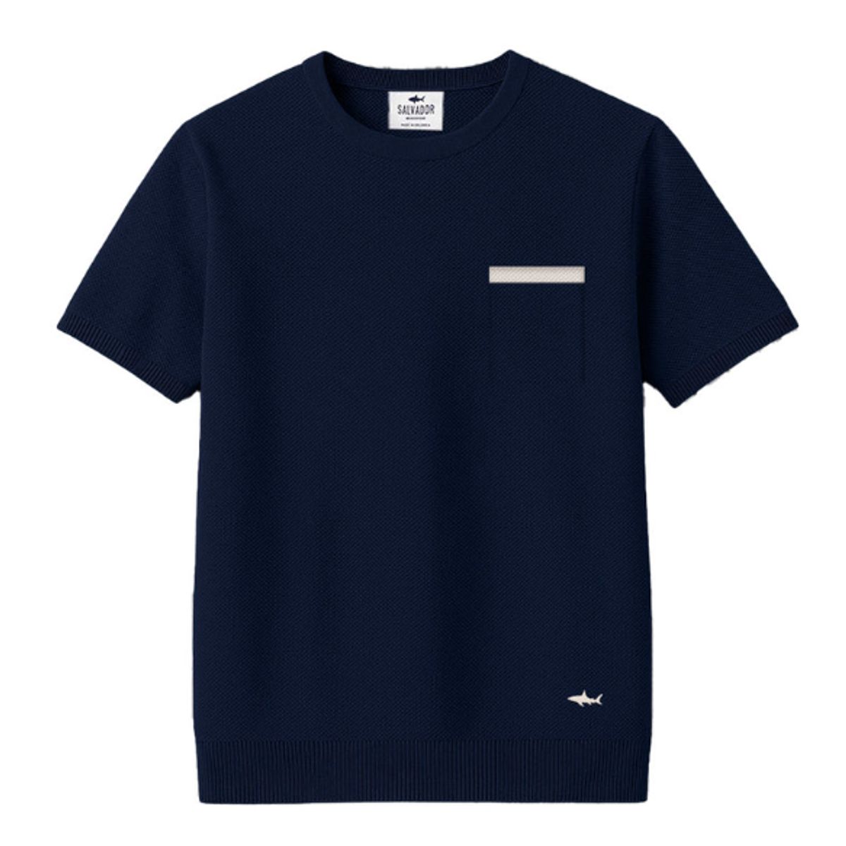 SALVADOR BEACHWEAR - CAMISETA DE PUNTO AZUL OSCURA B BLANCO