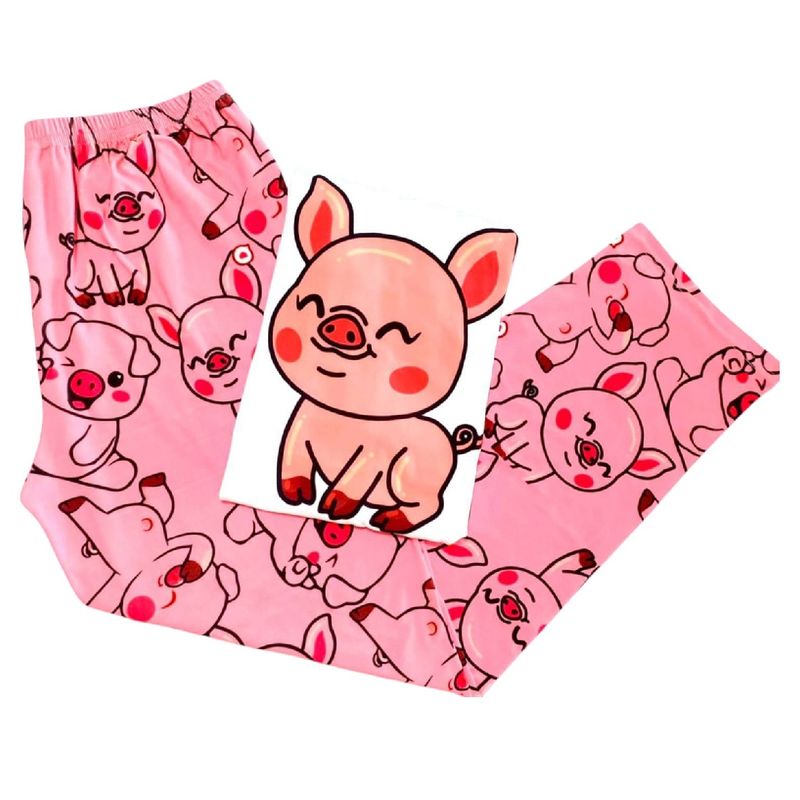 GENERICO - Pijamas Dama Estampada Piel de Durazno Cerdito