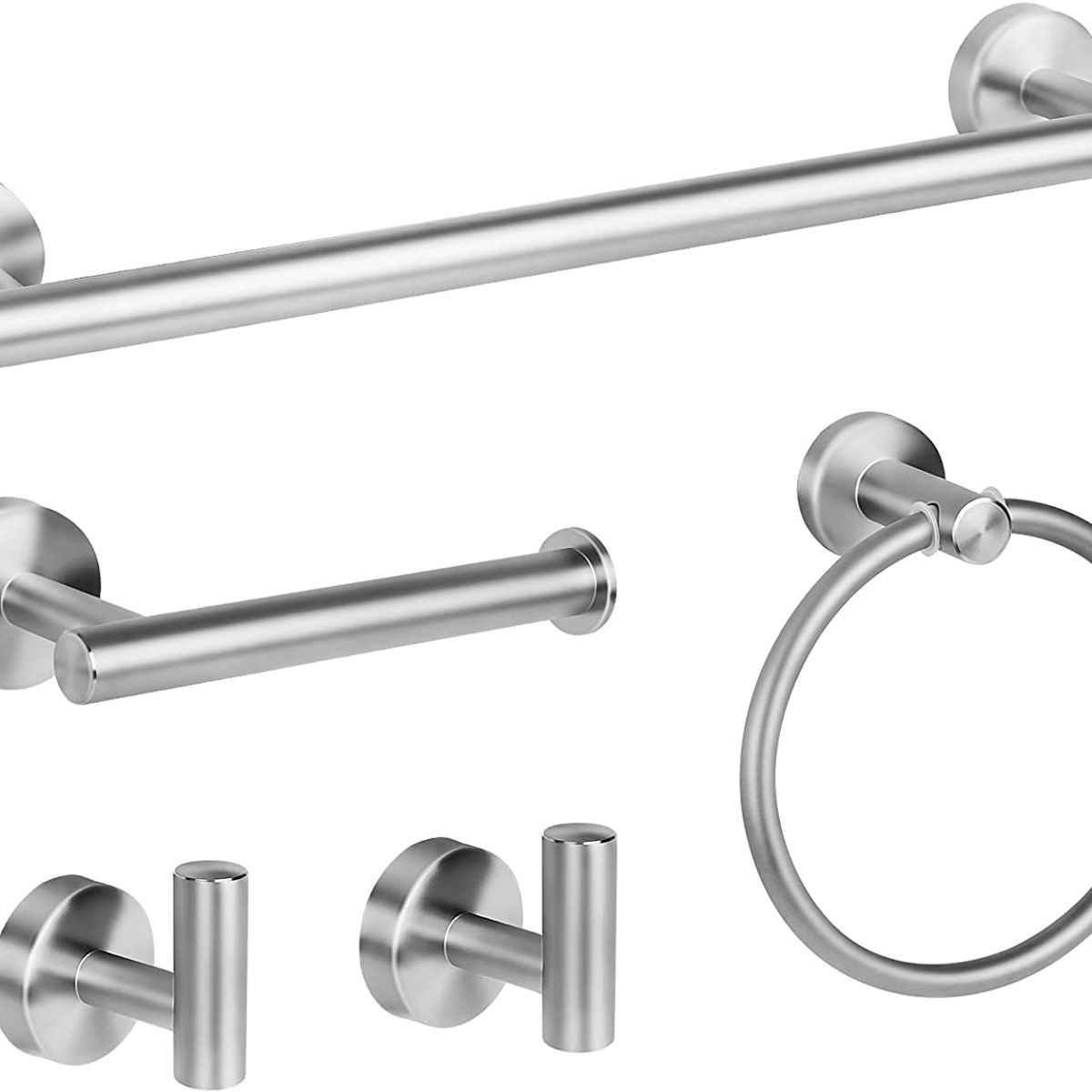 GENERICO - Set Accesorios Para Baño X 5 Piezas Acero Inoxidable