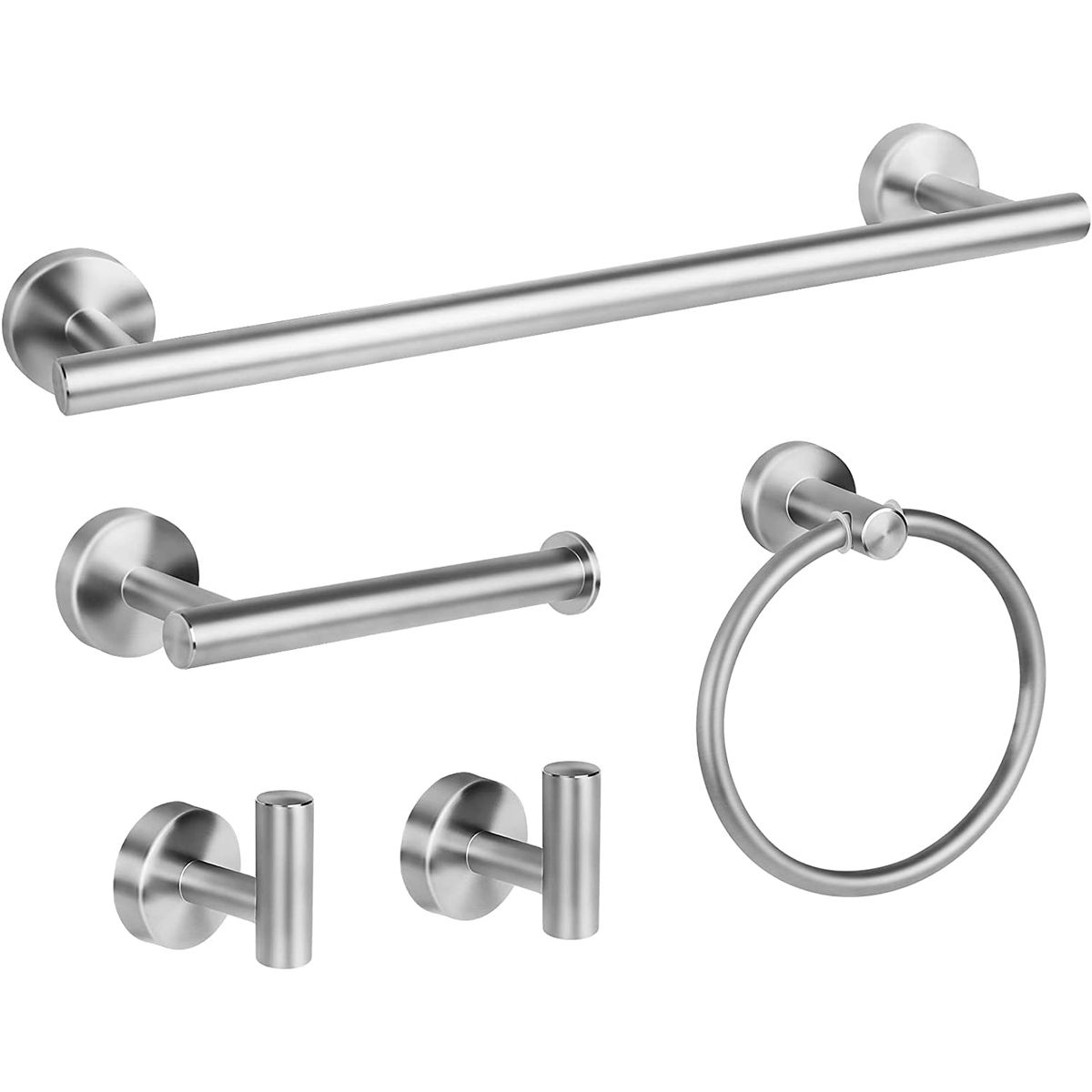 GENERICO - Set Accesorios Para Baño X 5 Piezas Acero Inoxidable