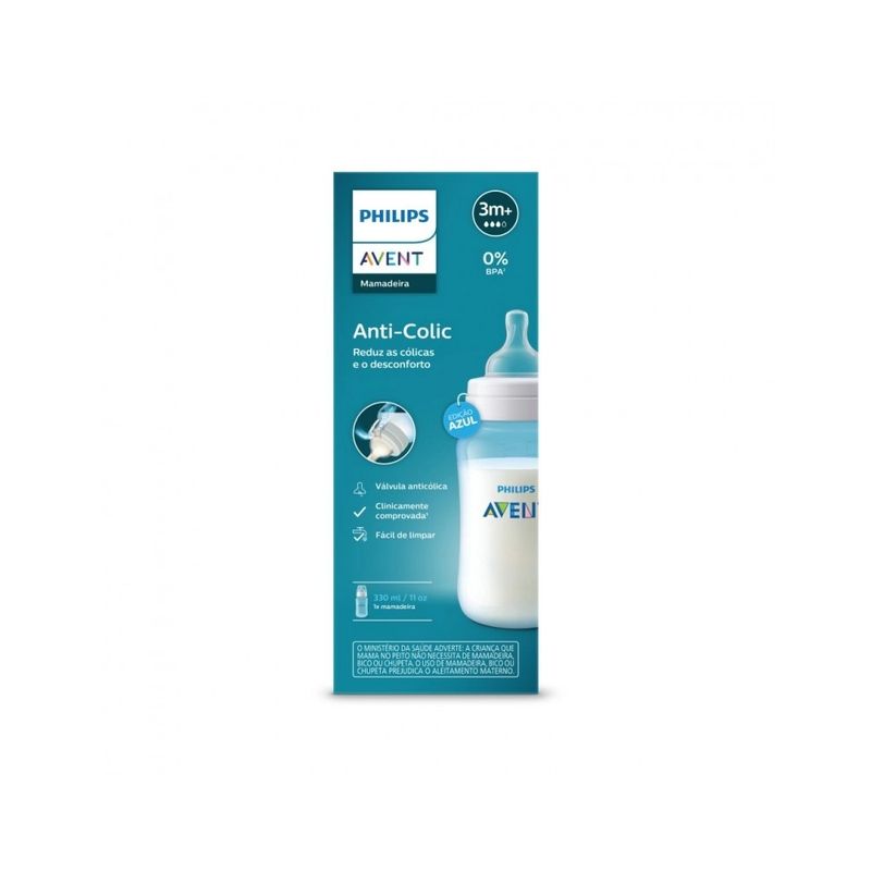 AVENT - Tetero Válvula Anticólicos Azul 11oz Avent Scy12112