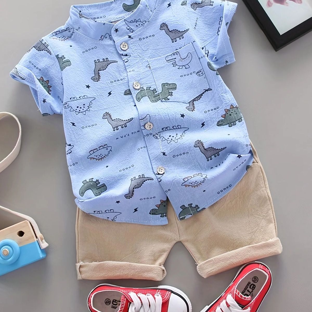 LUSOLSI - Ropa camisa y pantalon corto para niños conjuntos de vestir