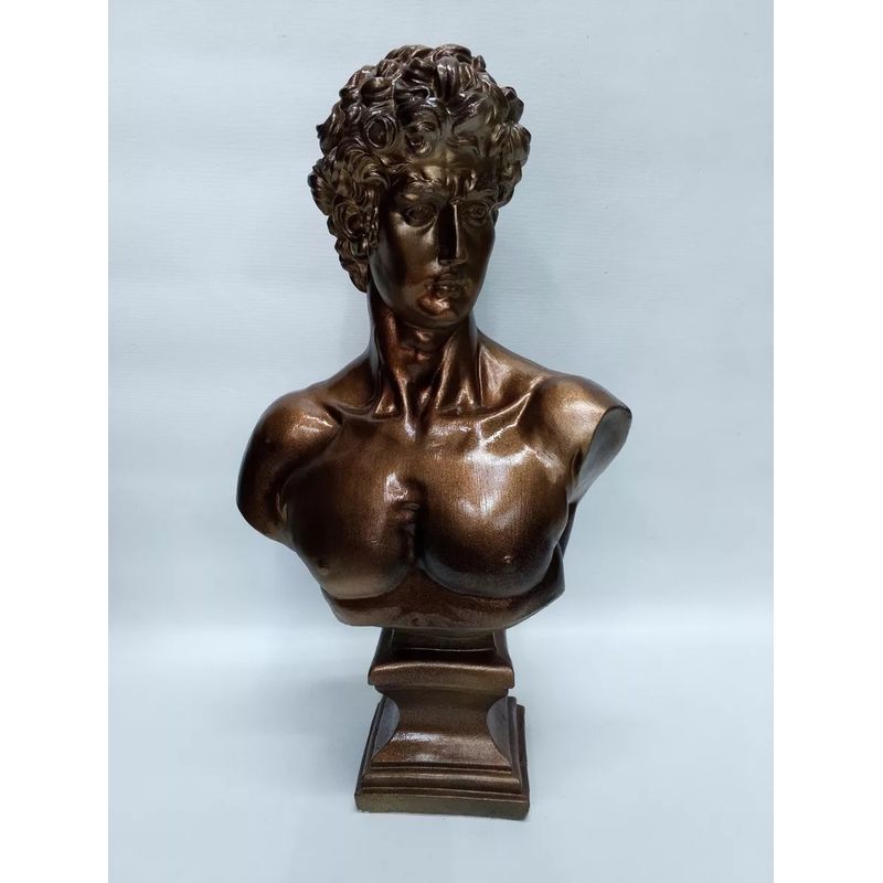 SIN ETIQUETAS - Escultura De Mesa Rey David En Ceramica Cobrizada Grande