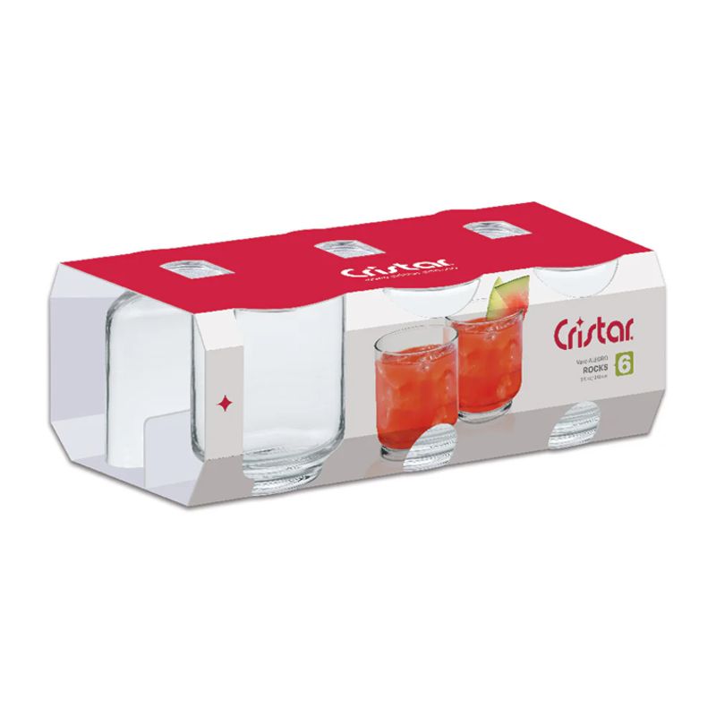 CRISTAR - Set X6 Unidades de Vasos Alegro Rocks Cristar 2866CL