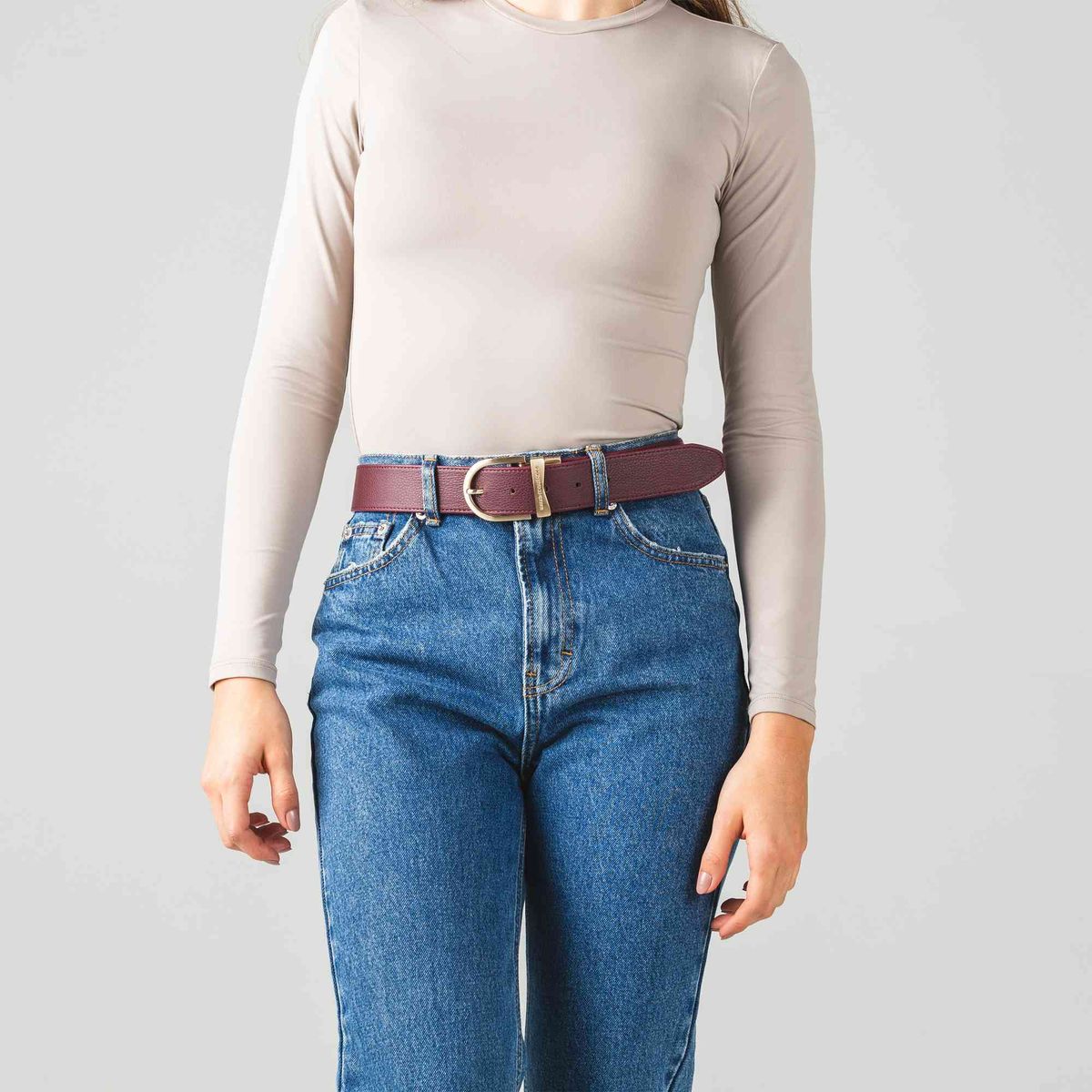 MARIO HERNANDEZ - Cinturón Casual Monarca Burgundy Pitón