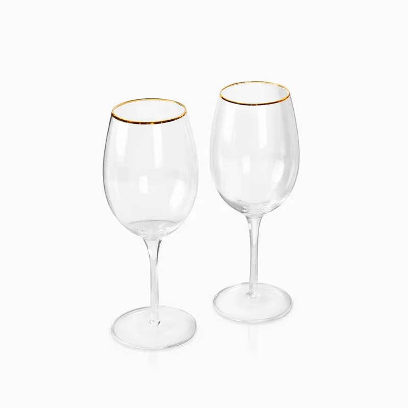 AMBIENTE GOURMET - Copas vino borde dorado setx2