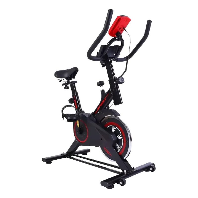 KIDSHOP - Bicicleta estatica spinning gimnasio negra con monitor BIC-1