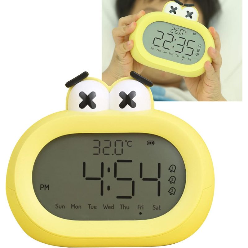 GENERICO - Reloj Despertador Infantil Luz Nocturna Y Control Volumen Amarillo