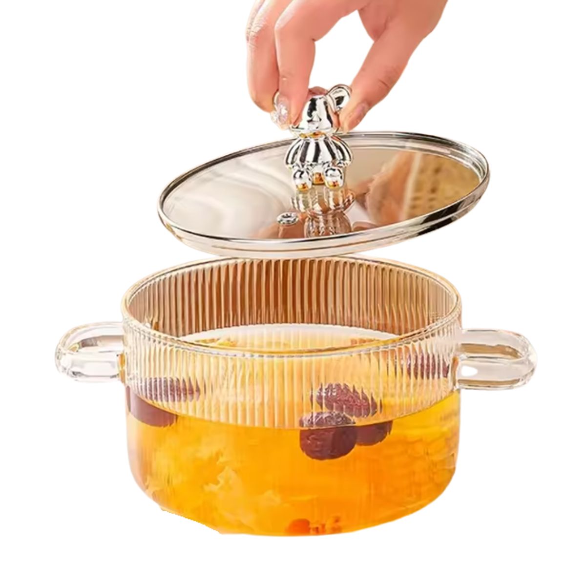 SHUNGA - Olla Vidrio Templado Transparente Resistente  Altas Temperaturas Con Tapa