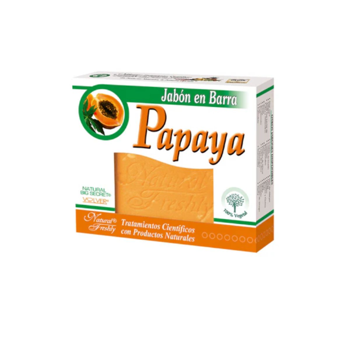 NATURAL FRESHLY - JABON DE PAPAYA  EN BARRA X 90 GR.