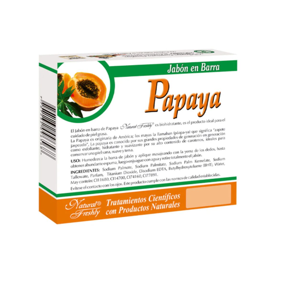 NATURAL FRESHLY - JABON DE PAPAYA  EN BARRA X 90 GR.