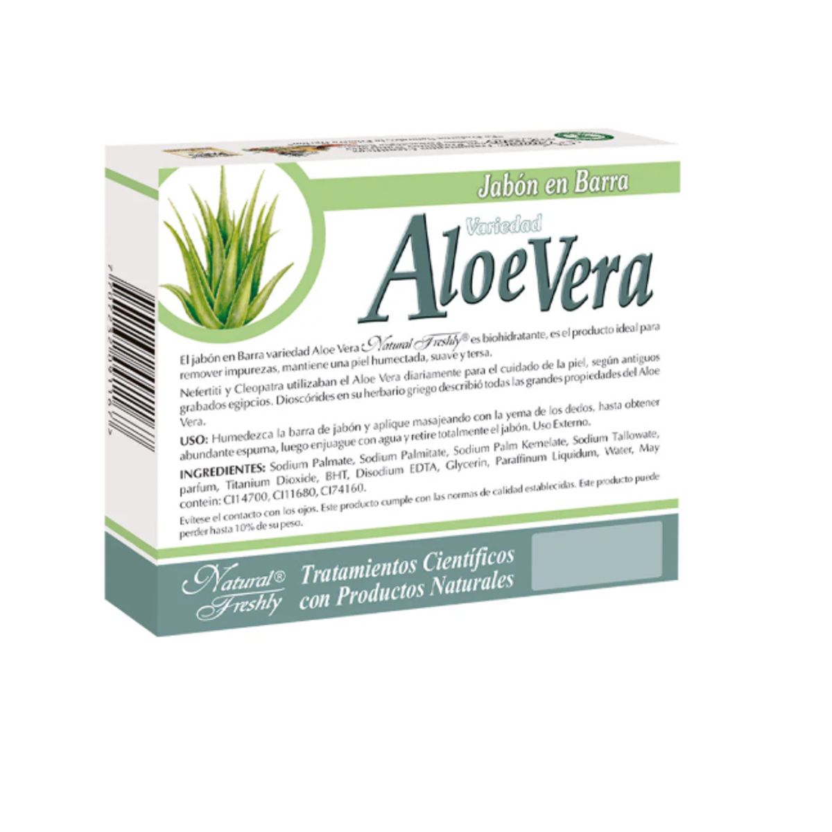 NATURAL FRESHLY - JABON DE ALOE VERA EN BARRA X 90 GR.