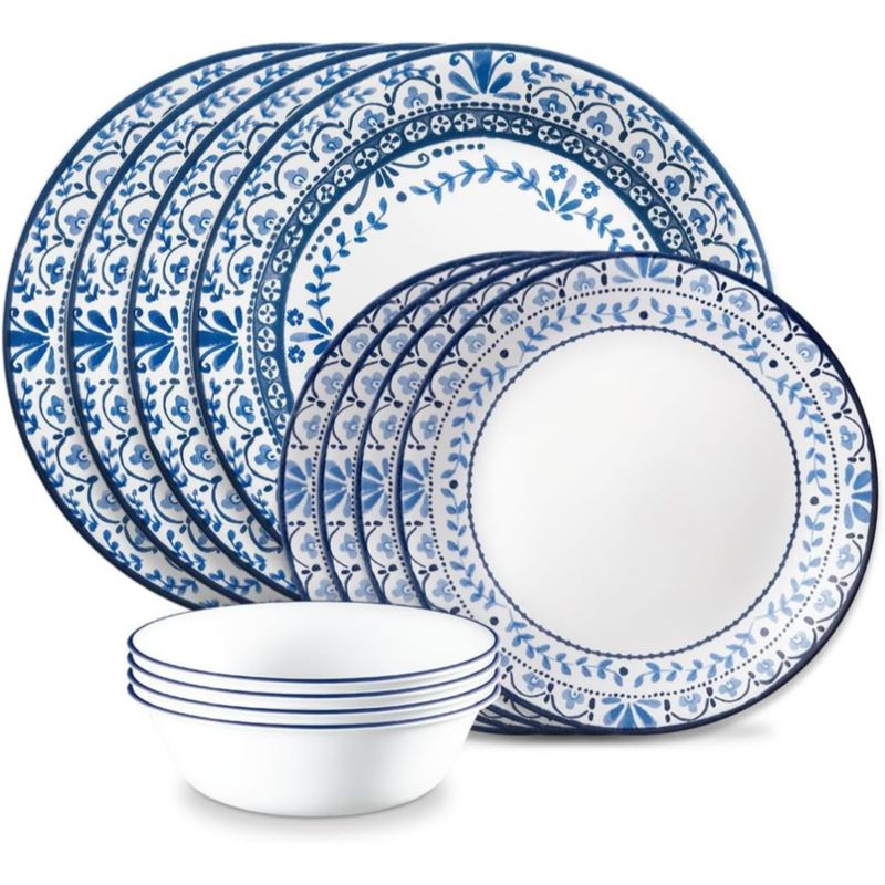 CORELLE - Vajilla Corelle Portofino  Encanto Mediterráneo 12 Piezas