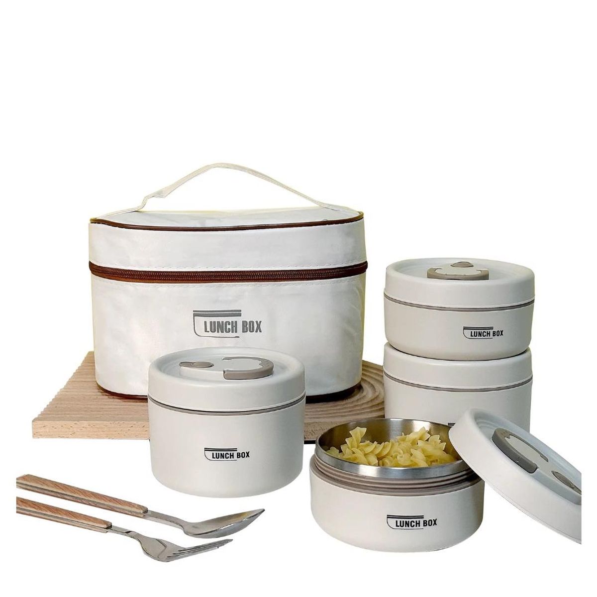 AMERICAN GENERICS - Lonchera Térmica Acero Inoxidable Con Bolsa Tipo Bento