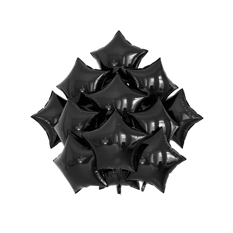 GENERICO - Globos Metalizados De Estrellas Decoracion X10  Negro