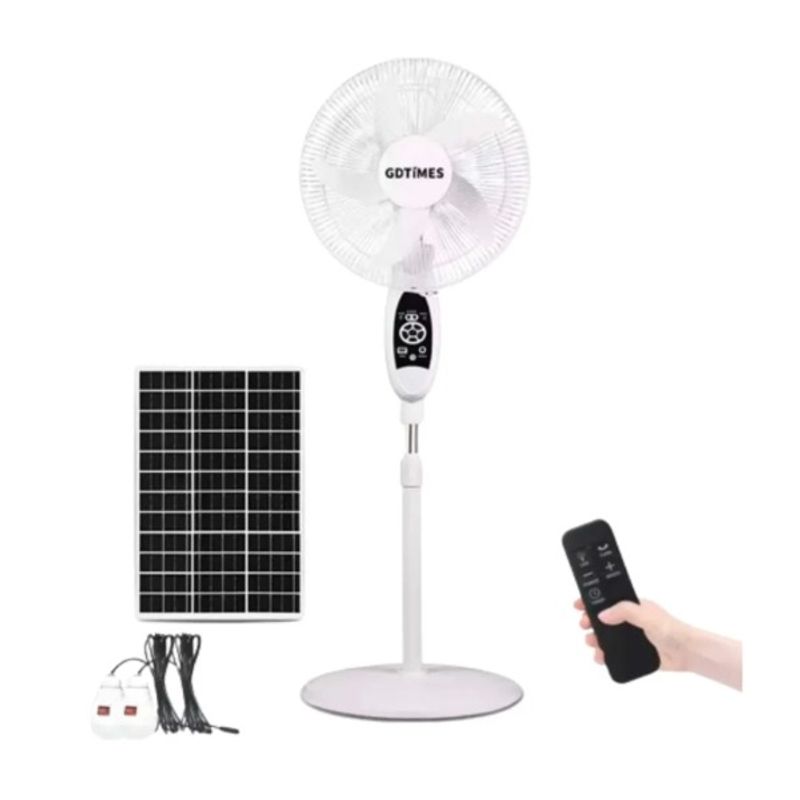 HOME - Ventilador Piso Recargable Panel Solar Control Lampara 16 In GD-936 S