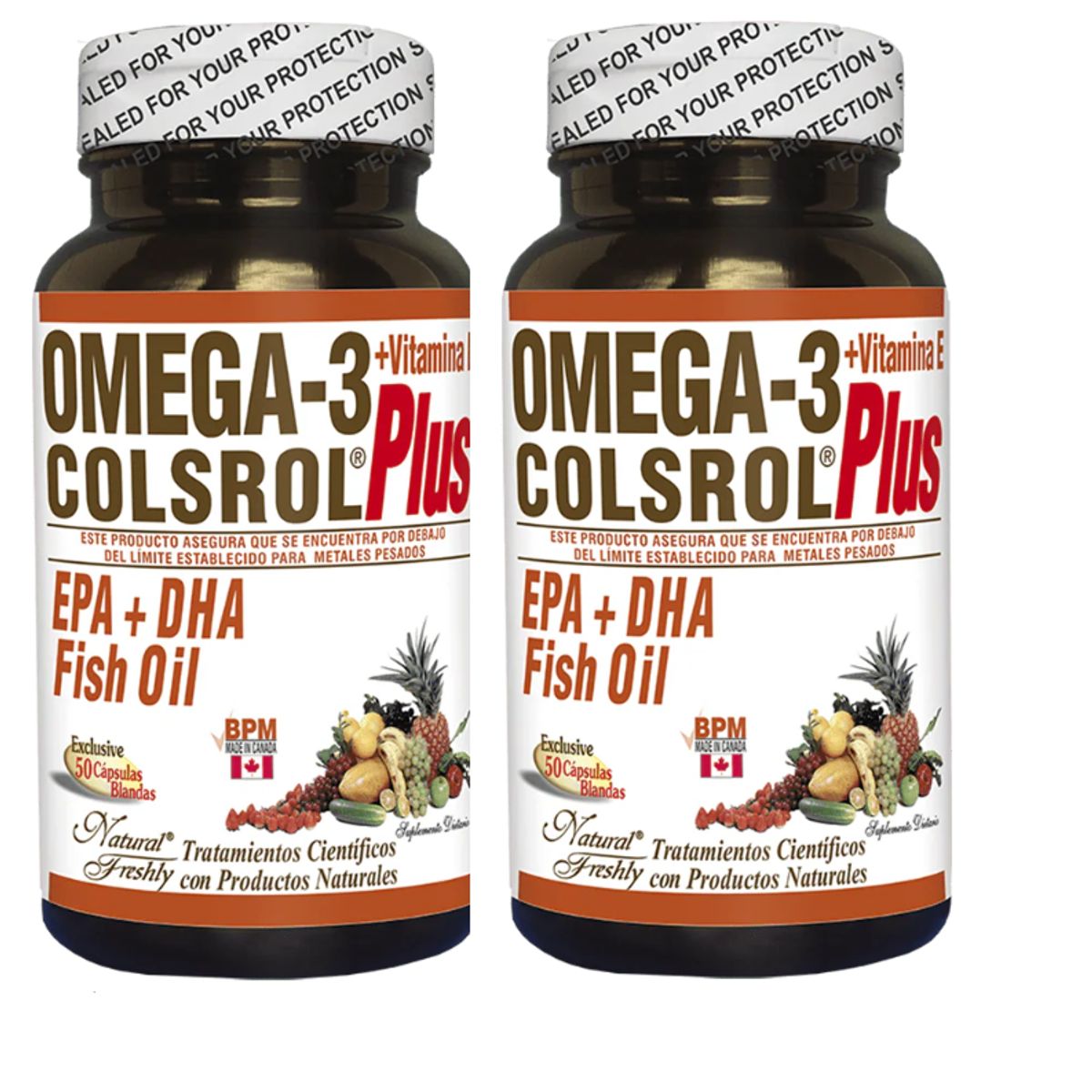 NATURAL FRESHLY - OMEGA 3 COLSROL PLUS + VITAMINA E COMBO X 2 X 50 CAPSULAS C/U