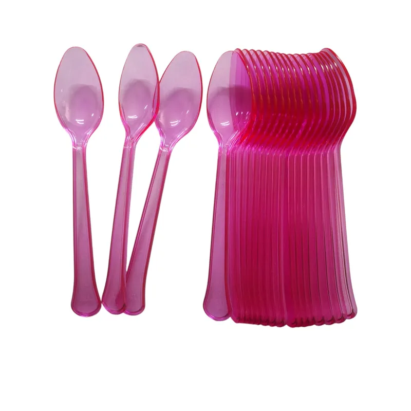 GENERICO - Cucharas Desechables Cubiertos X20 Unidades FUCSIA