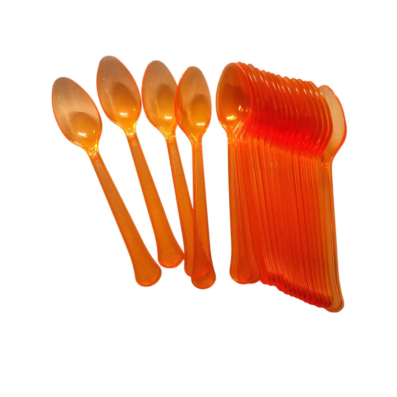 GENERICO - Cucharas Desechables Cubiertos X20 Unidades NARANJA