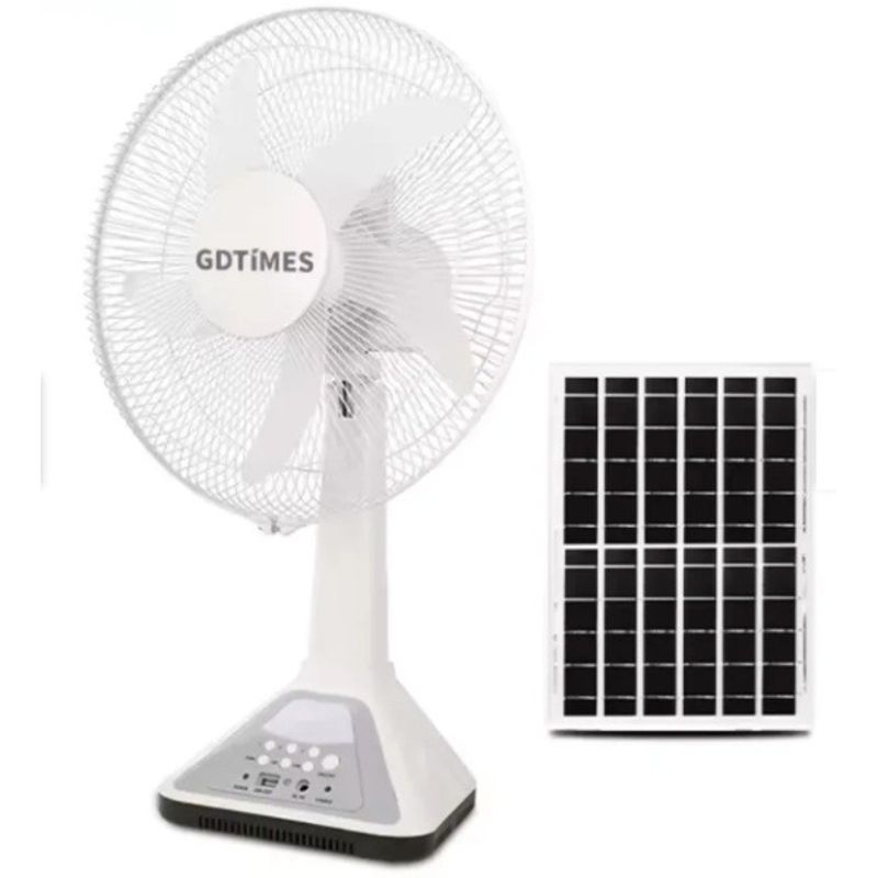 HOME - Ventilador Recargable Silencioso Panel Solar Luz Led