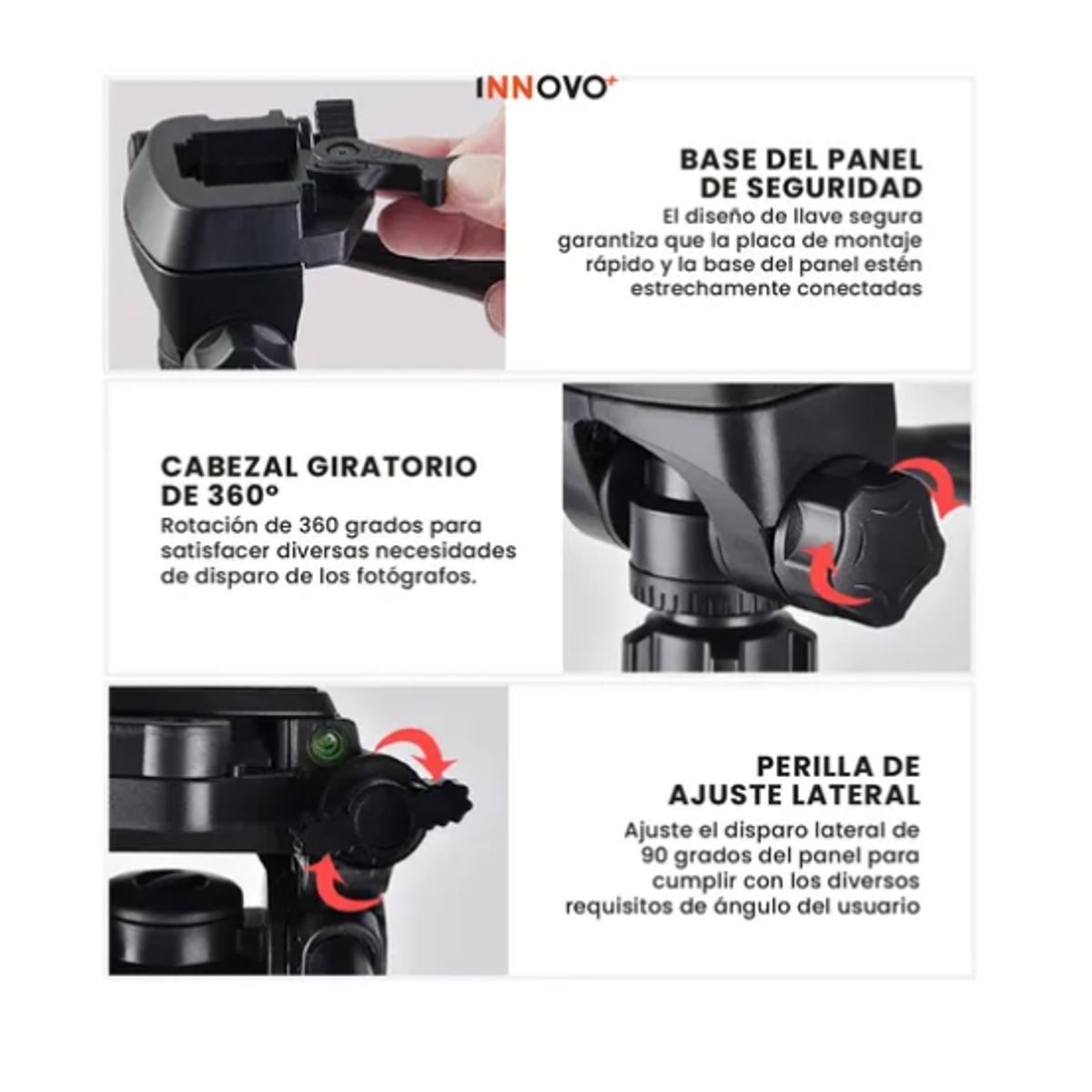 INNOVA - Trípode Profesional Aluminio 170 Cm Celular Cámara Estuche Panorámico