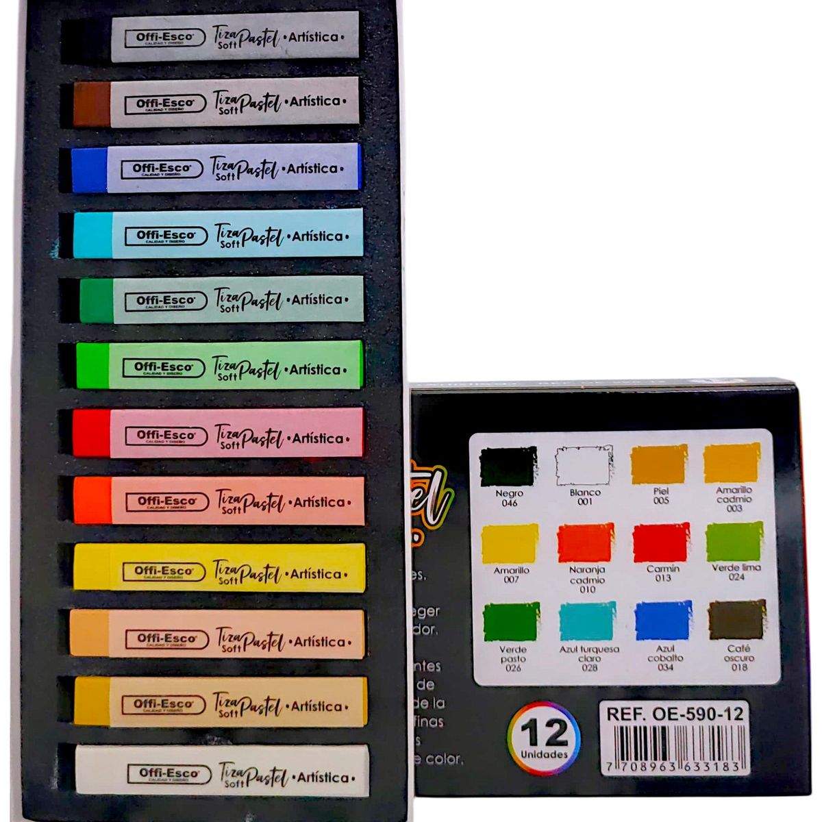OFFI ESCO - Tizas Pastel Suaves Offi-Esco x12 Colores