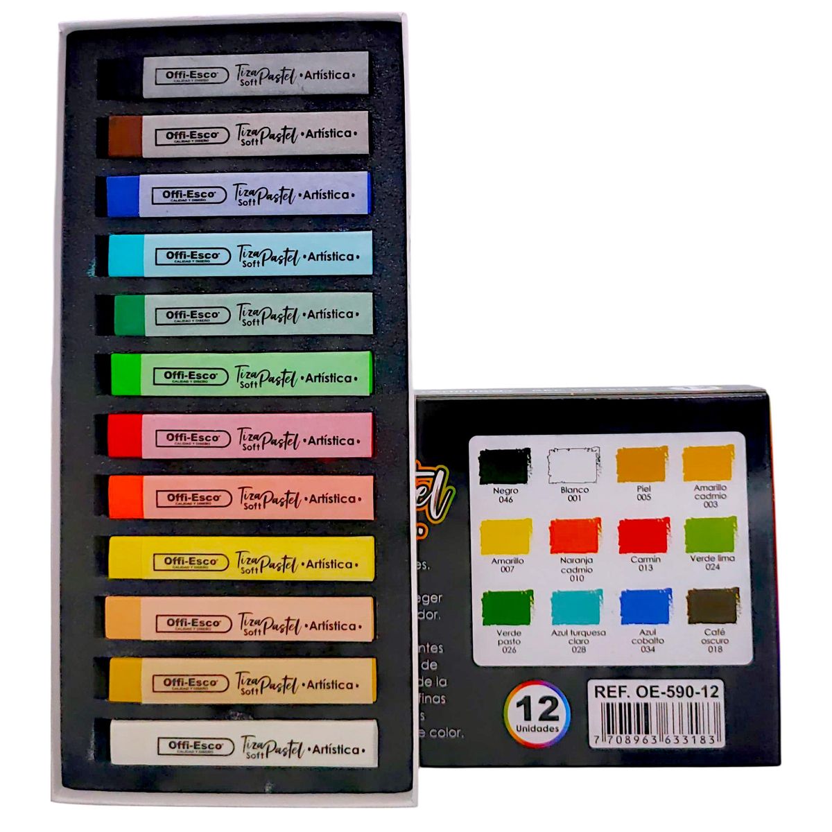 OFFI ESCO - Tizas Pastel Suaves Offi-Esco x12 Colores