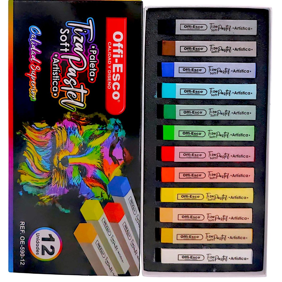 OFFI ESCO - Tizas Pastel Suaves Offi-Esco x12 Colores
