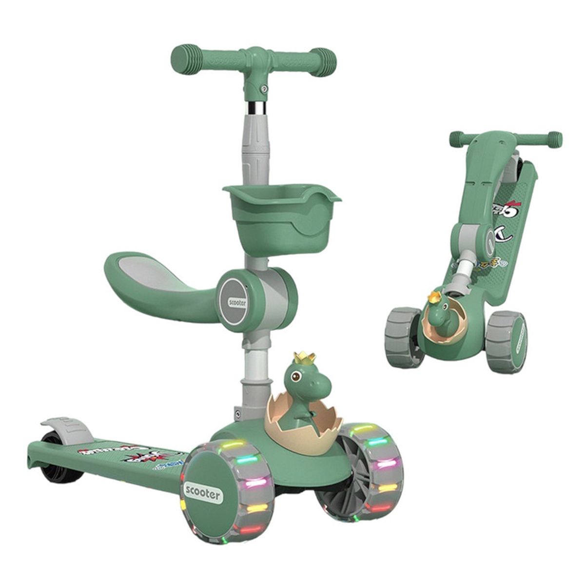 MULTIPLACE COLOMBIA - Patineta de dinosaurio 3 en 1 musical luces led