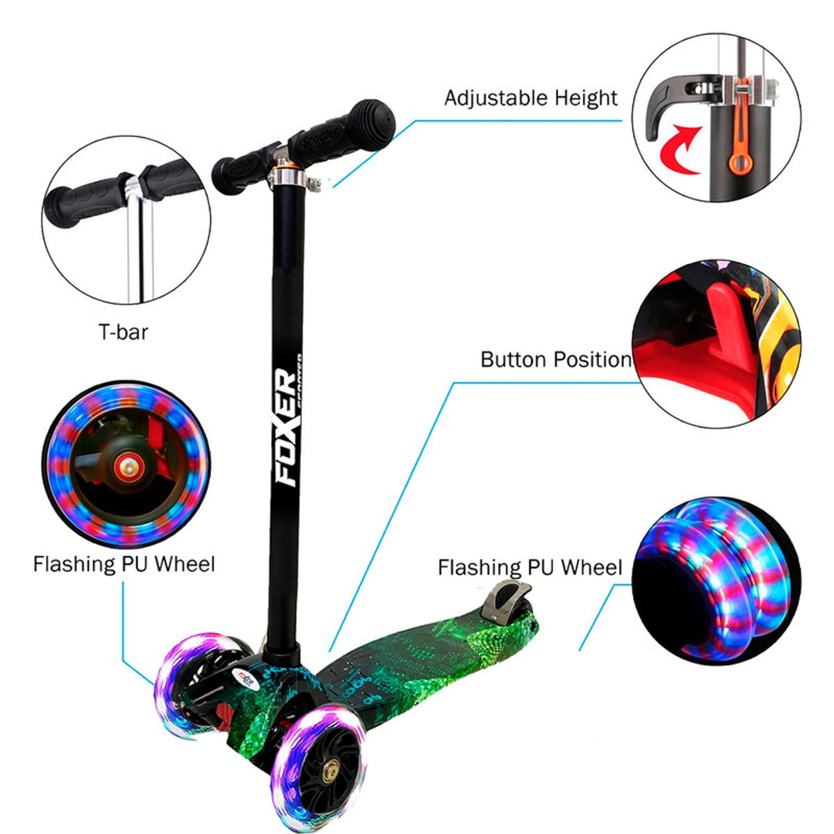 MULTIPLACE COLOMBIA - Monopatin scooter para niño moderna con luces foxer 2025