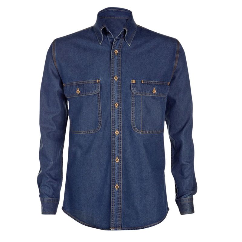 AFM - Camisa Jean Dotacion Hombre Trabajo Pesado Dos Bolsillos