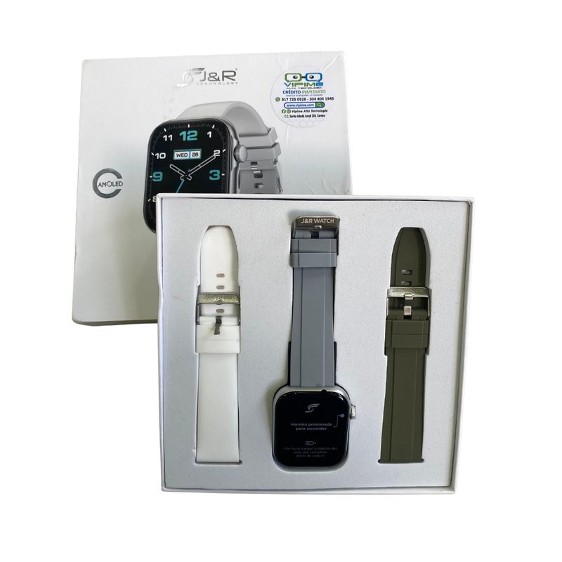 JYR TECHNOLOGY - Smartwatch JYRSW4 con 3 manillas intercambiables - Plateado