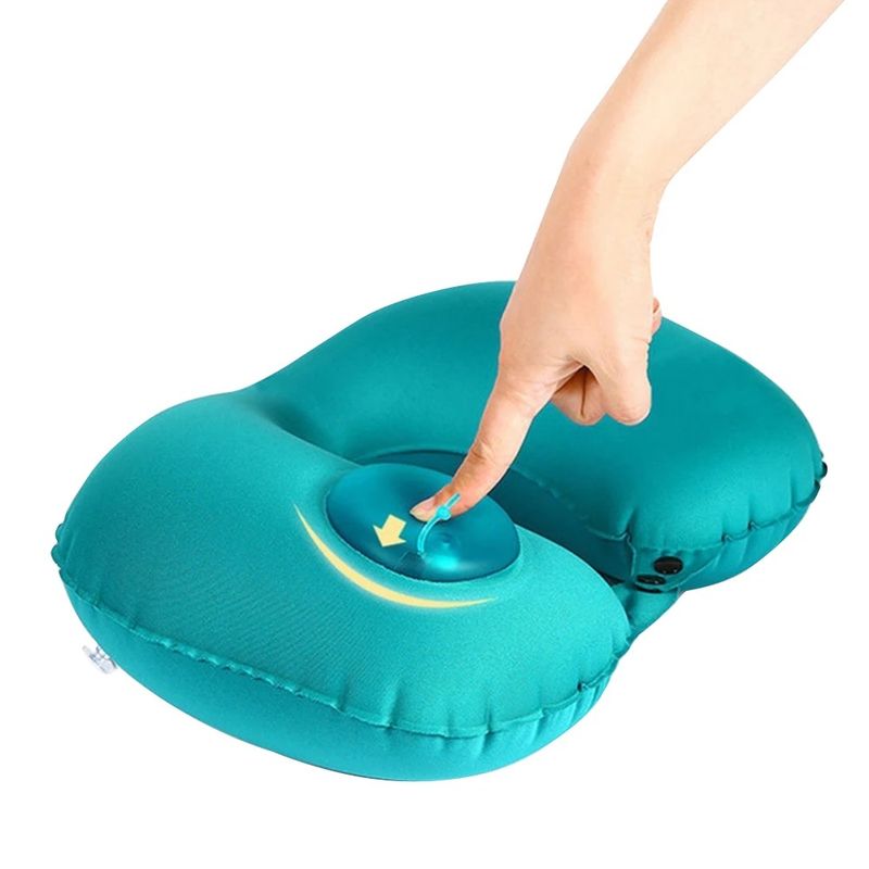 GENERICO - Almohada Inflable Automatica Cuello Cervical + Kit Viajero