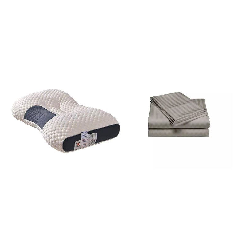 ZHOPI CO - Sabanas Doble Gris mas Una Almohada Cervical de Cuello