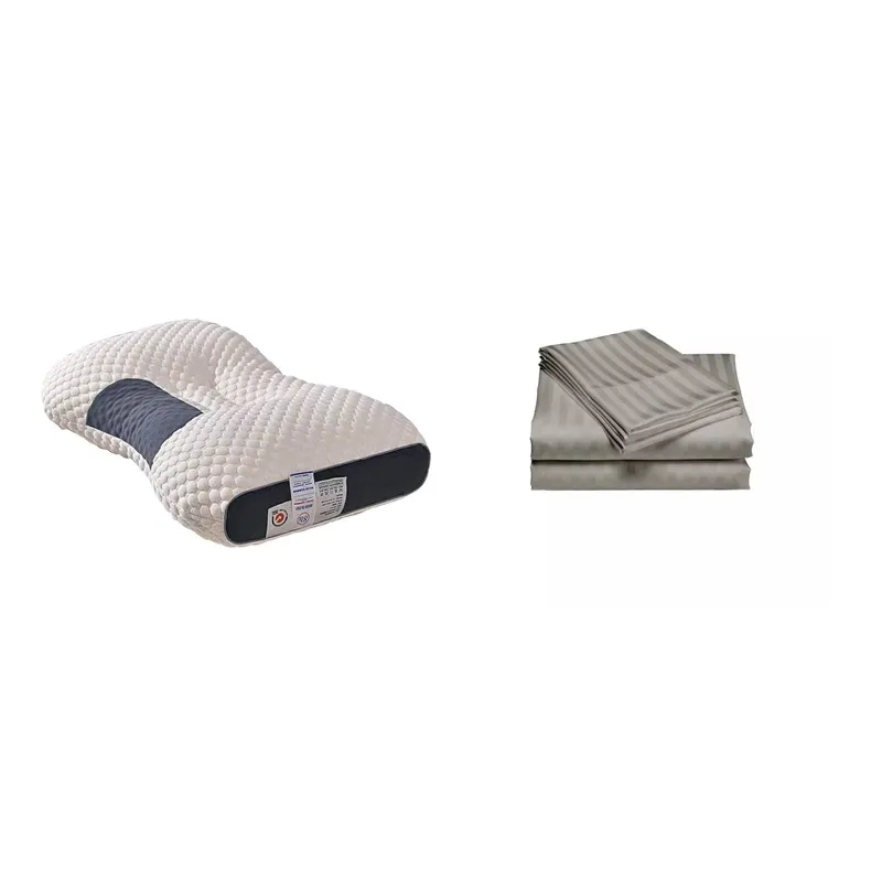 ZHOPI CO - Sabanas Doble Gris mas Una Almohada Cervical de Cuello