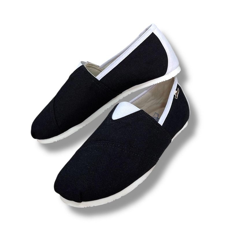 XIAN SHOES - alpargata clasica mujer negra elastico y ses blanco a45