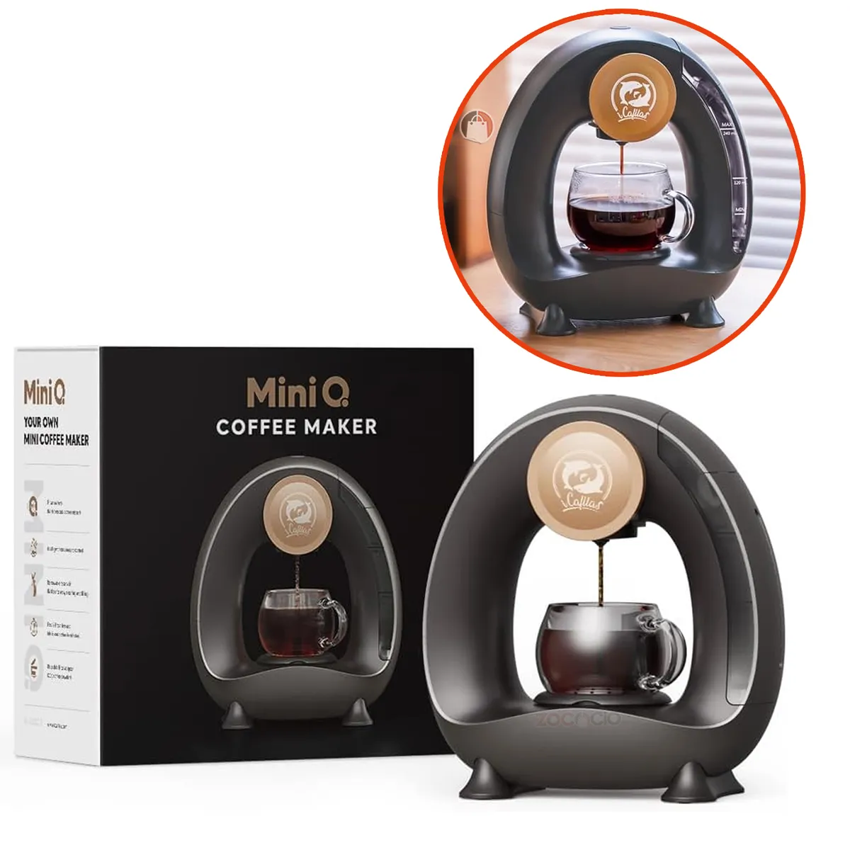 ZOCOCIO - Mini Cafetera Personal Goteo Automática Filtro Reutilizable