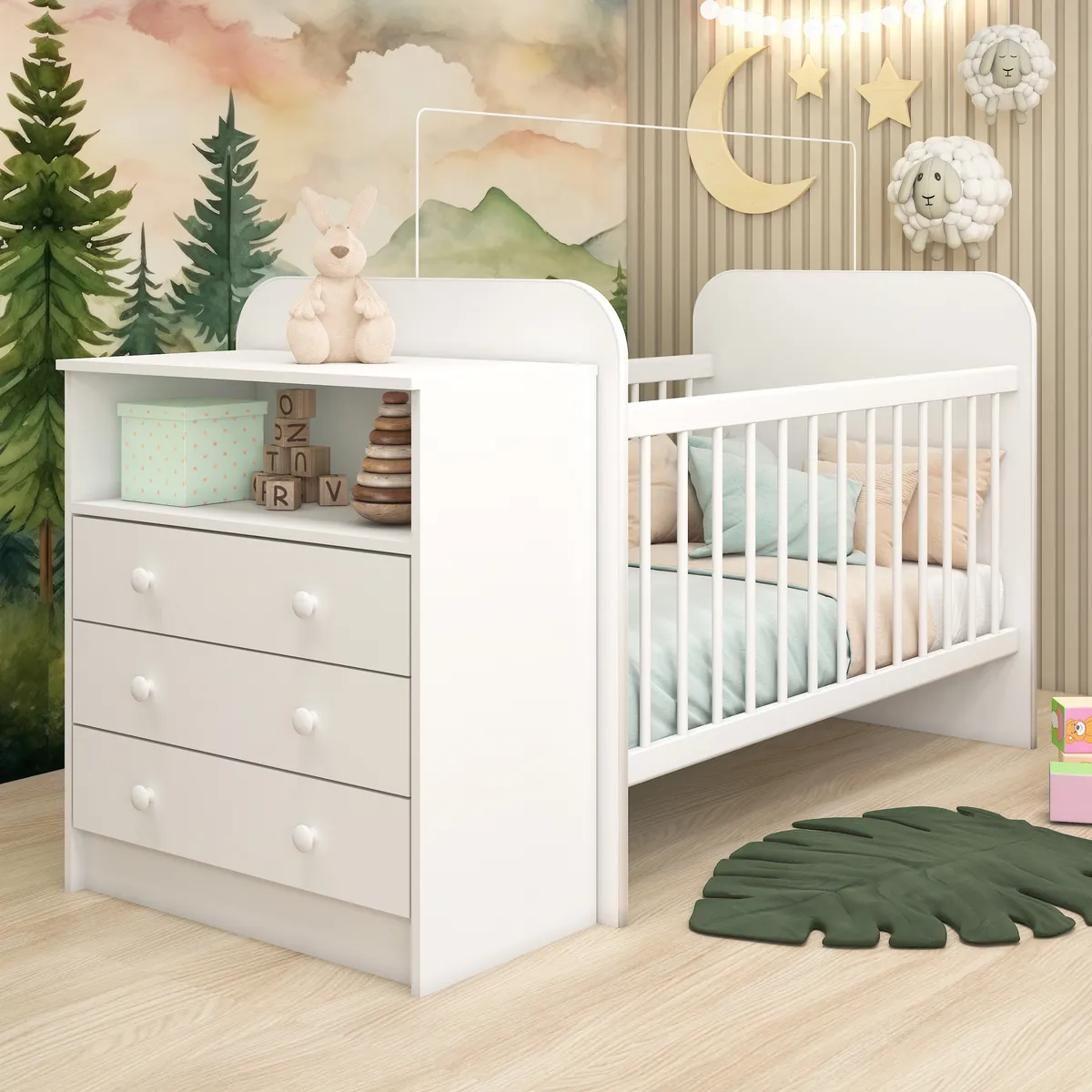 MULTIMUEBLES - CUNA PARA BEBE CON COMODA