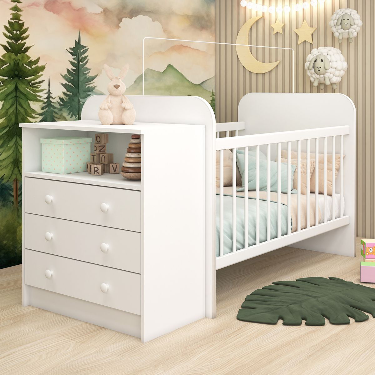 MULTIMUEBLES - CUNA PARA BEBE CON COMODA
