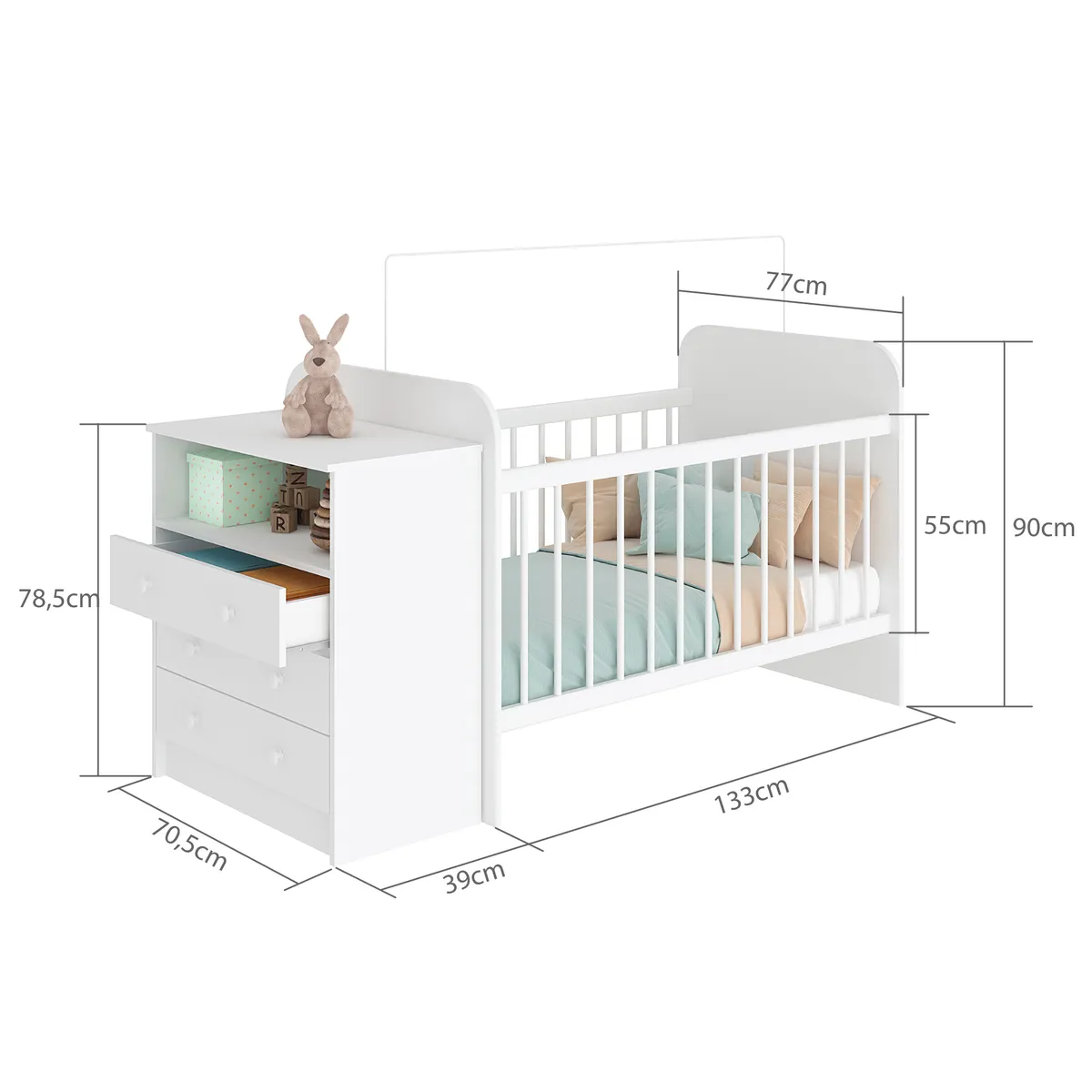 MULTIMUEBLES - CUNA PARA BEBE CON COMODA