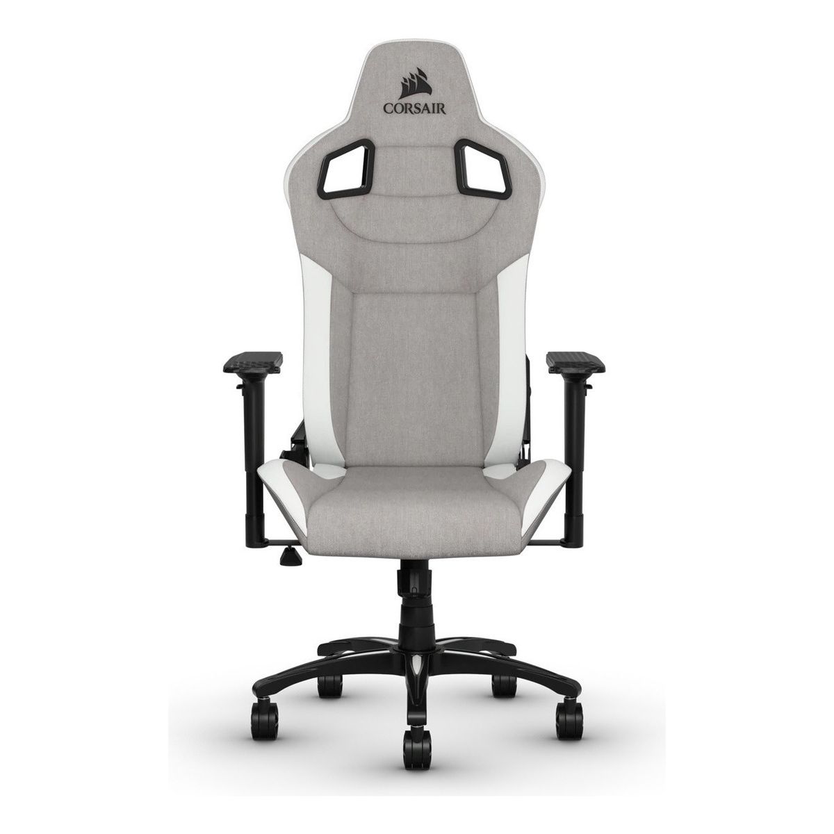 CORSAIR - Silla Gamer Corsair T3 Rush grisblanca ergonómica tapizada en tela