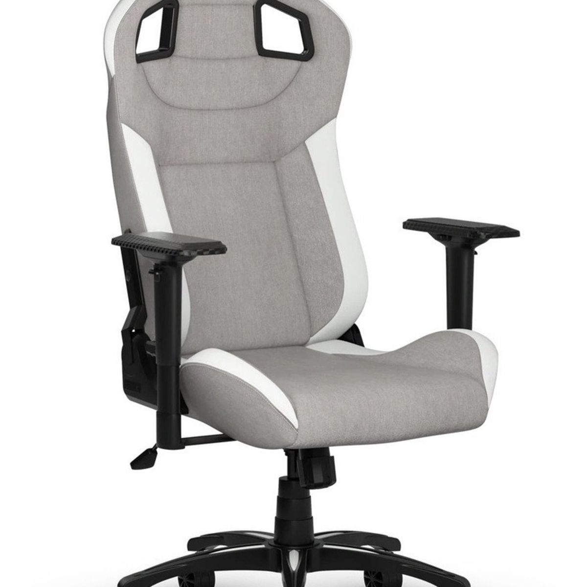 CORSAIR - Silla Gamer Corsair T3 Rush grisblanca ergonómica tapizada en tela