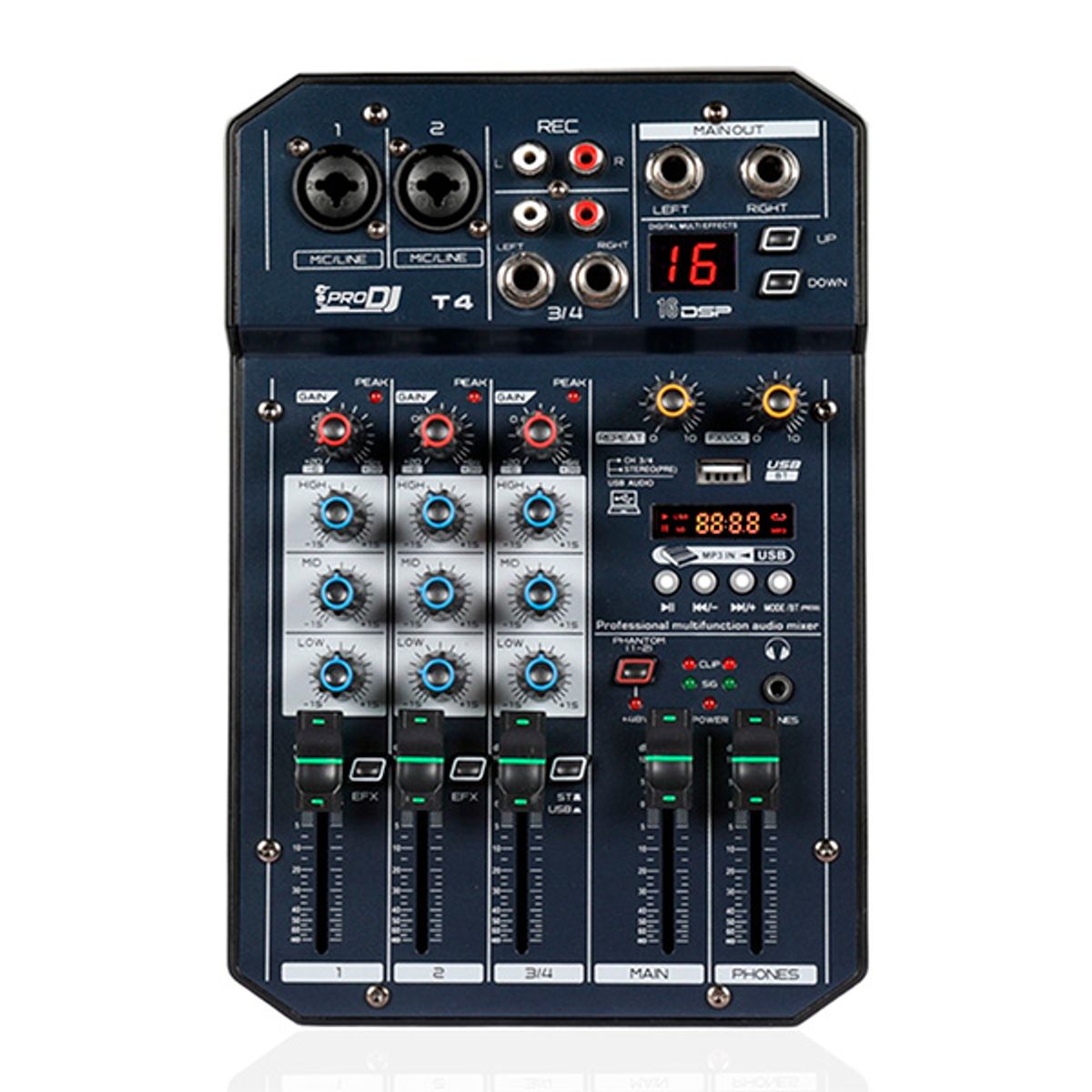 GENERICO - Mixer Consola Analoga Prodj T4interfaz Usb Grabacion