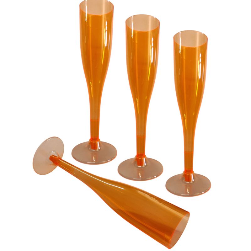 GENERICO - Copas Para Champagne Plasticas Traslucidas Naranja X4