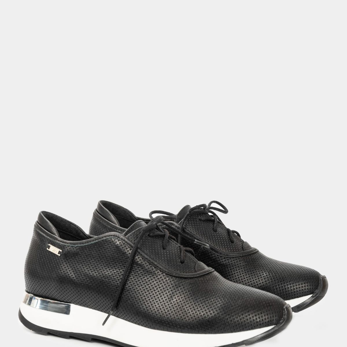 VELEZ - Vélez Zapatos Cordón De Cuero Para Mujer Suela Deportiva Negro