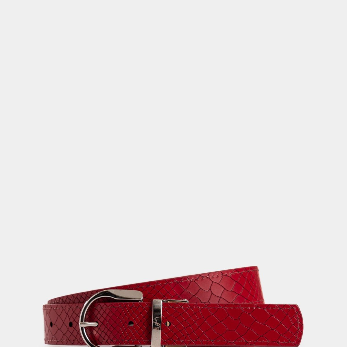 VELEZ - Vélez Cinturón Doble Faz Aki De Cuero Para Mujer Placa Serpiente Rojo