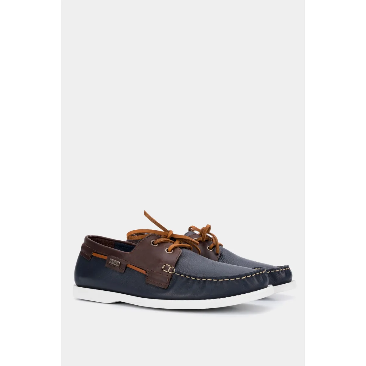 VELEZ - Vélez Zapatos Cordón De Cuero Contrastes Azul Oscuro